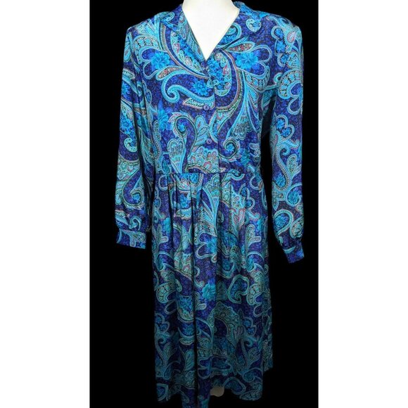 Willi Of California Dresses & Skirts - Vintage 80s Willi Of California Blue Paisley Dress